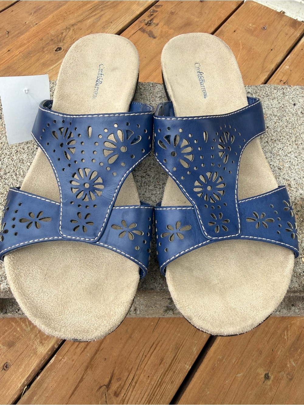 Croft & Barrow Ortholite navy blue slide sandals